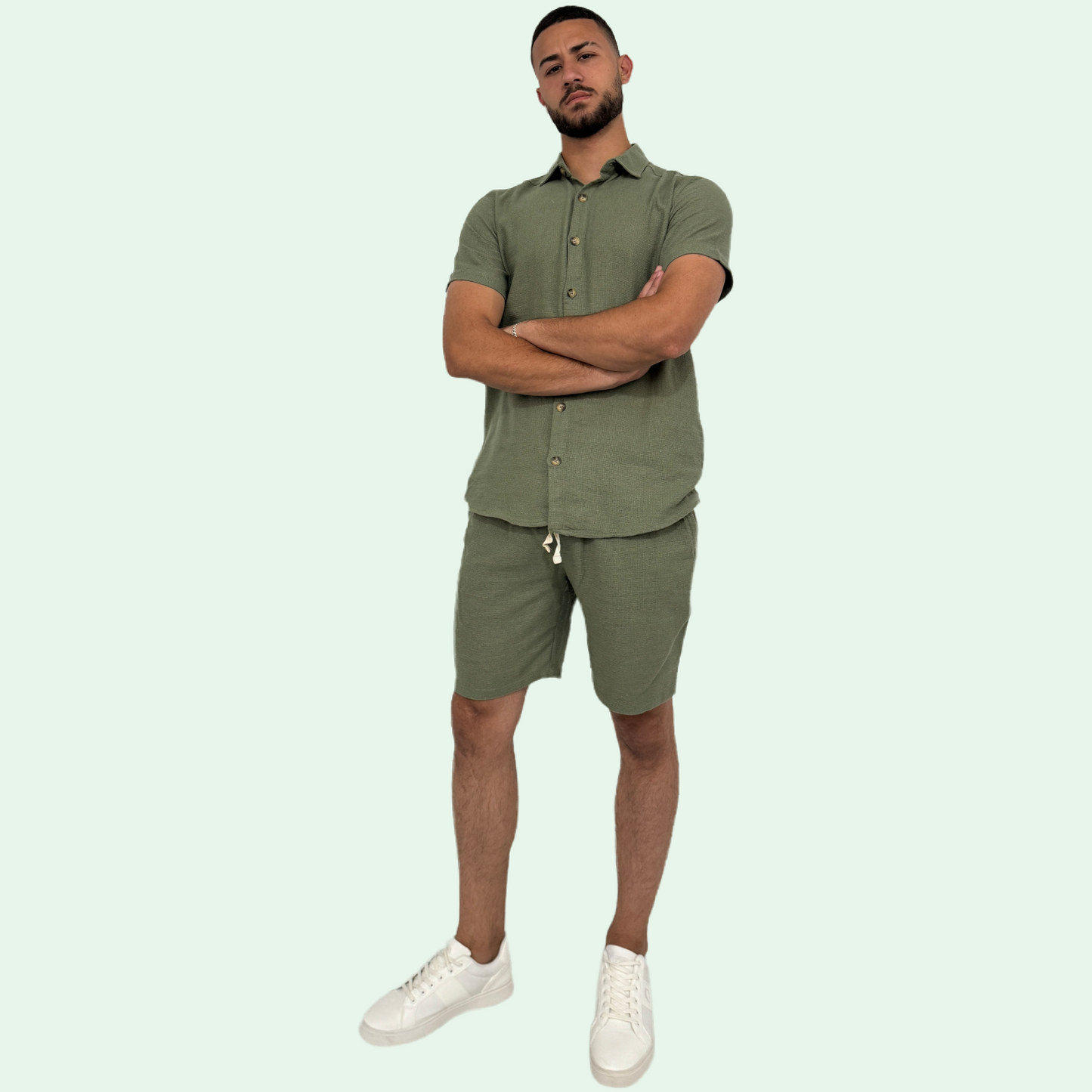 LINEN CROCHET SHORT SET