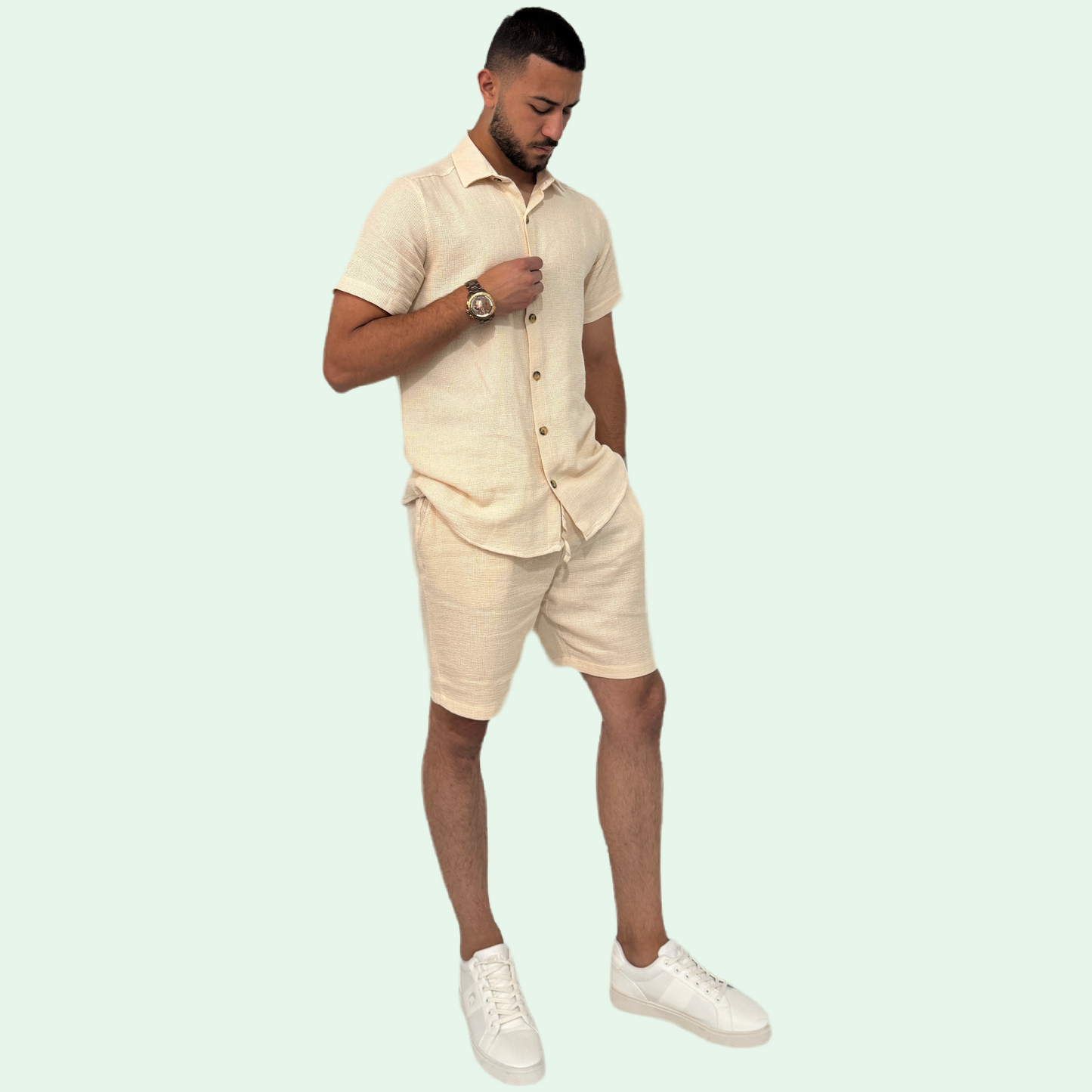 LINEN CROCHET SHORT SET