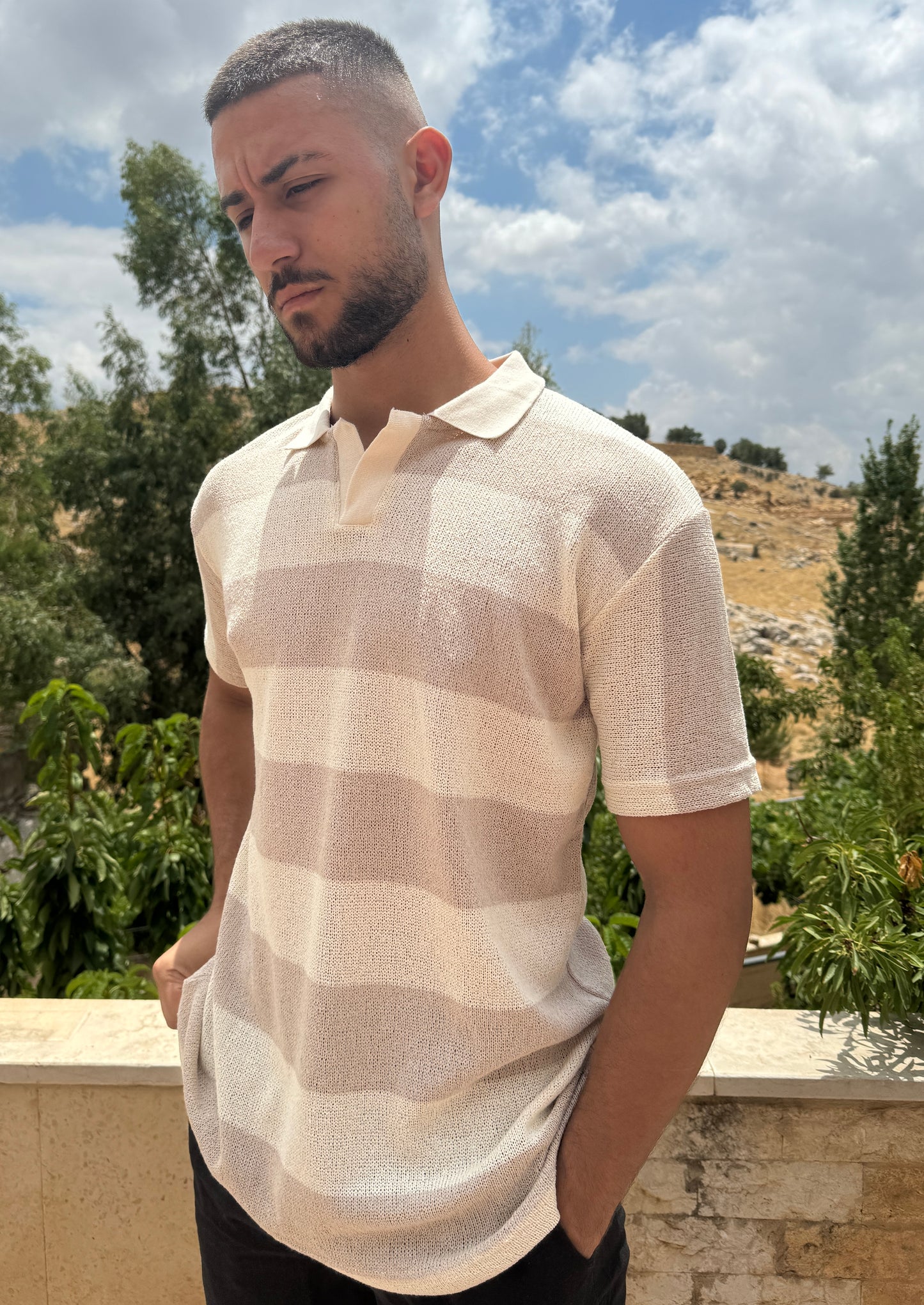 LINED CROCHET POLO