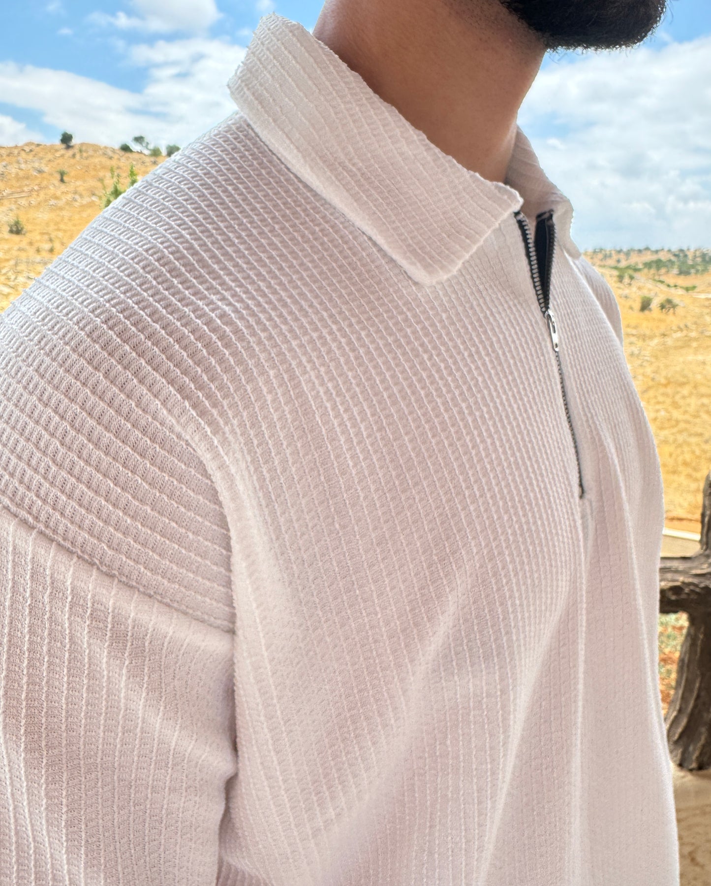 TEXTURED ZIPPER POLO