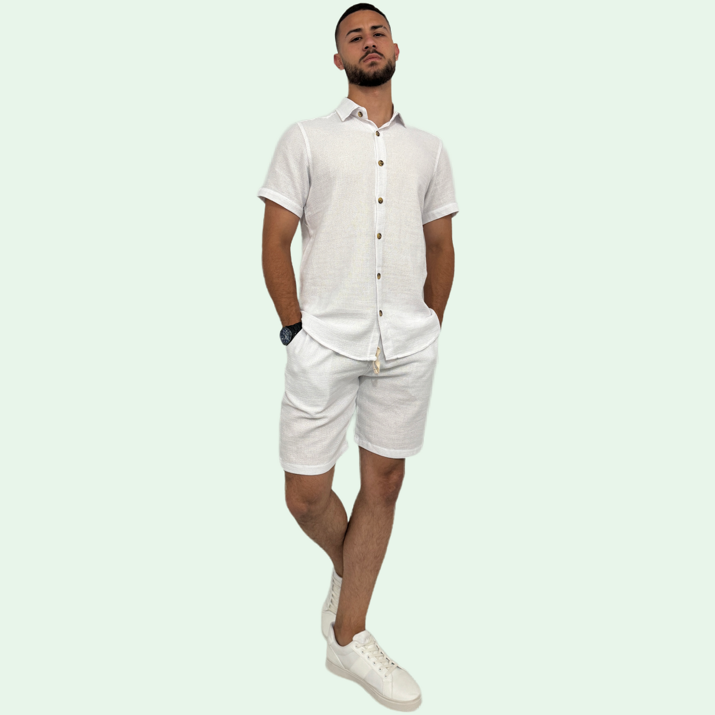 LINEN CROCHET SHORT SET