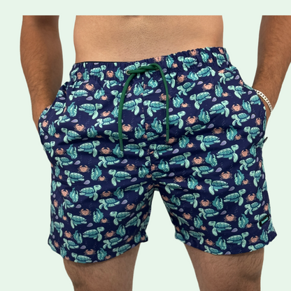 TURTLE PRINT SWIMMING TRUNKS