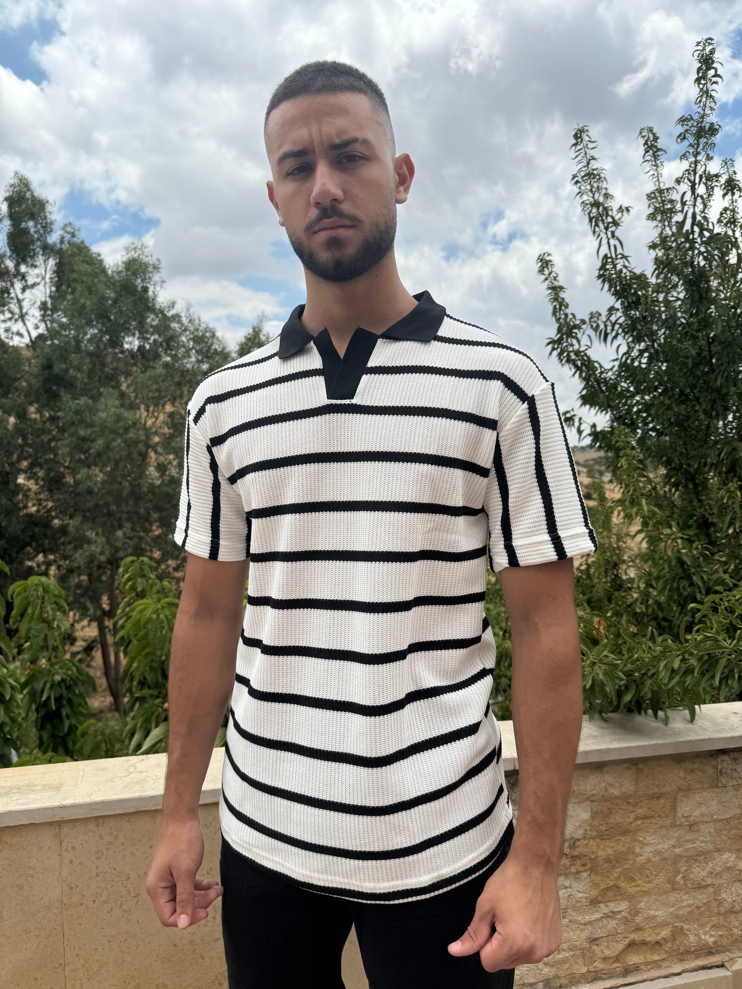 LINED CROCHET POLO